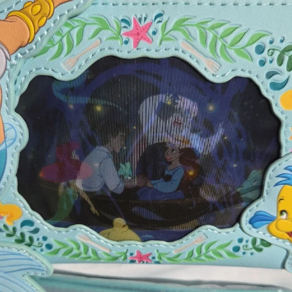 Little Mermaid Ariel And Sisters Loungefly Blue Zip Wallet with Wristlet Strap - Picture 3 of 9